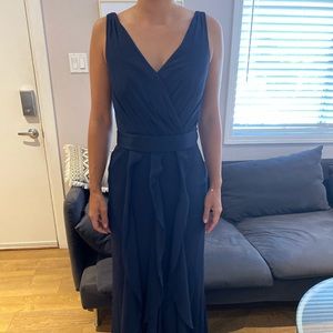 Vera Wang White Navy Blue Bridesmaid Dress